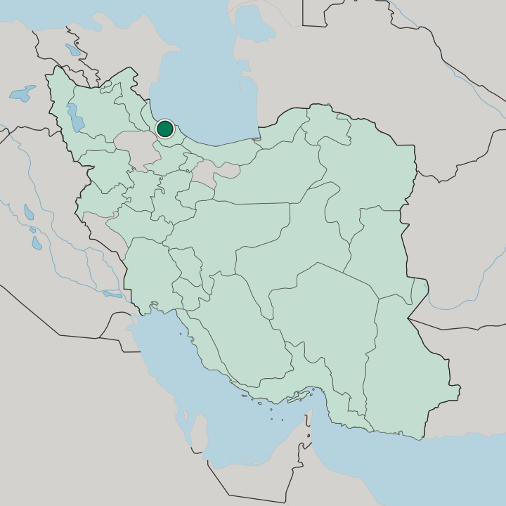 Map showing Rasht — In Iran