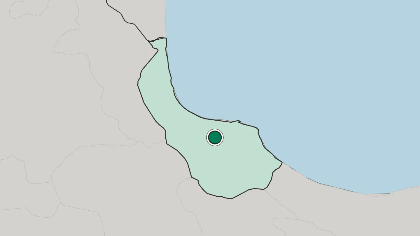 Map of Rasht in Iran