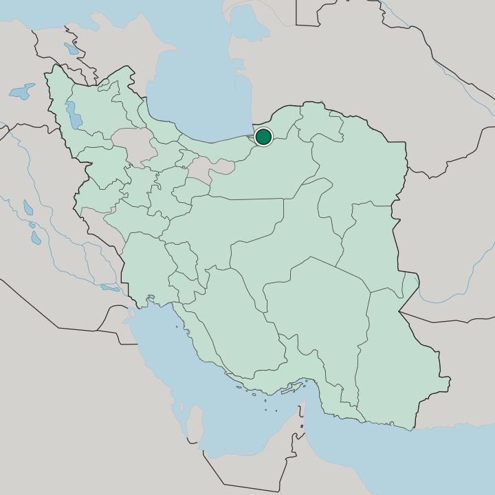 Map showing Gorgān — In Iran
