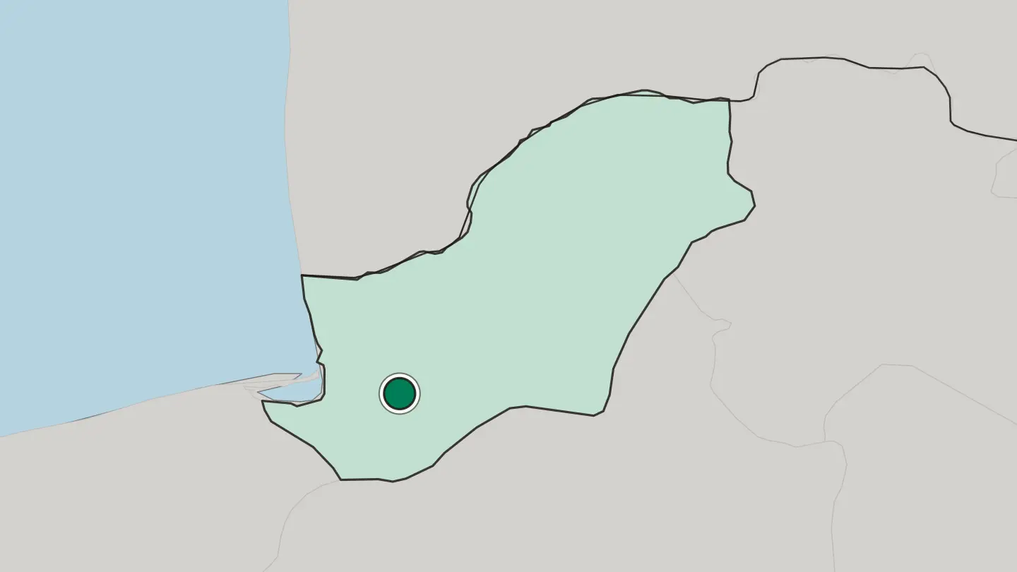 Map of Gorgān in Iran