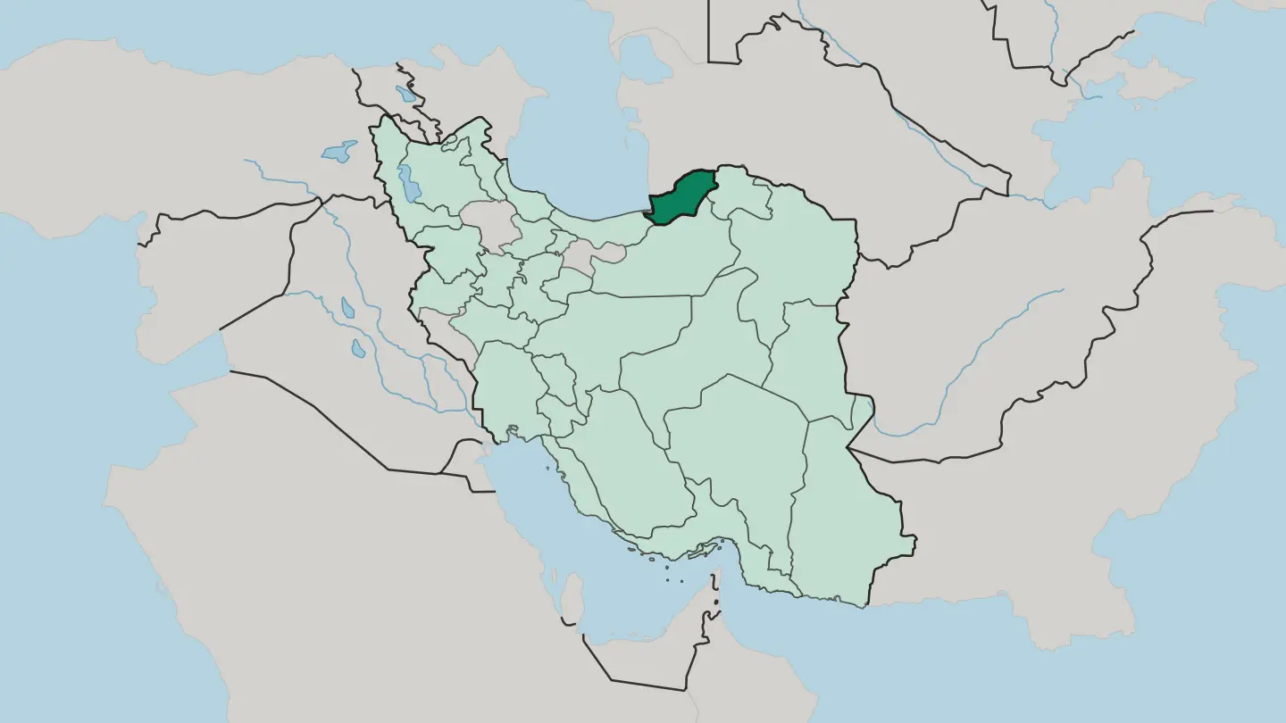 Map of Golestan Province in Iran
