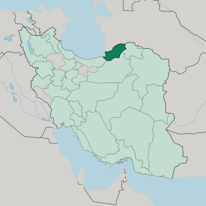 Map showing Golestan Province — In Iran
