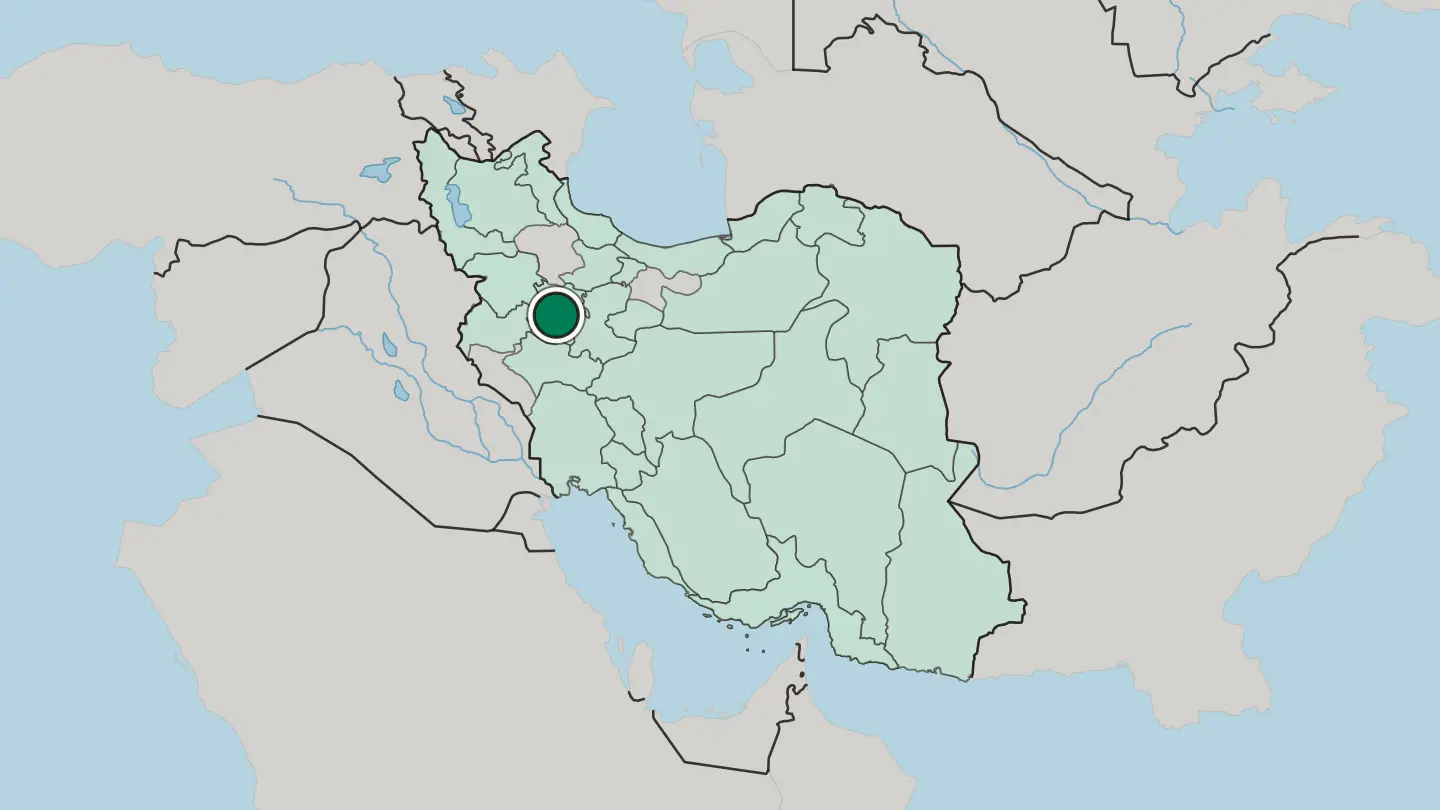 Map of Hamadān in Iran