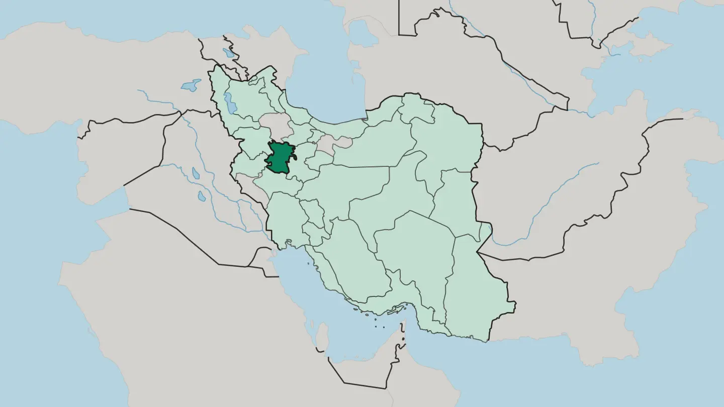 Map of Hamadan Province in Iran