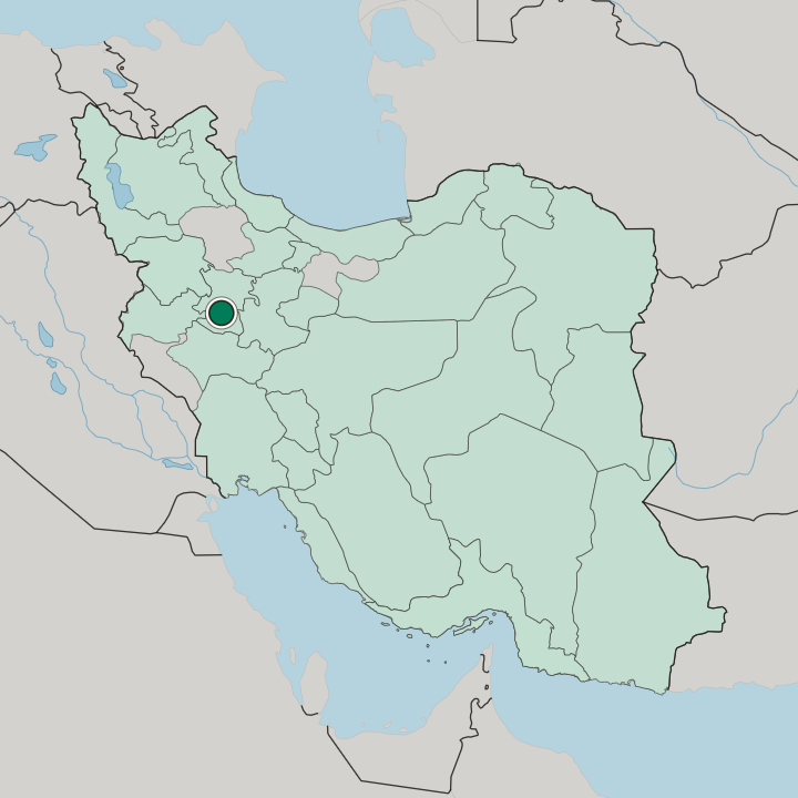 Map showing Tūyserkān — In Iran