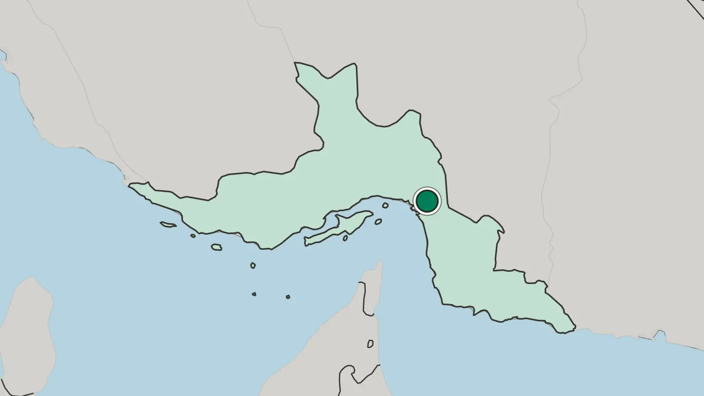 Map of Mīnāb in Iran