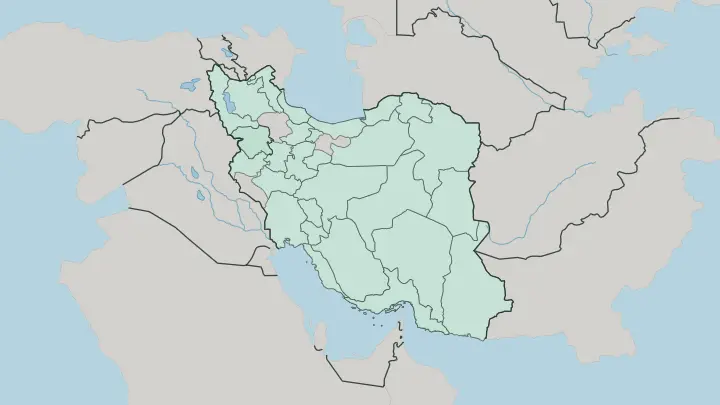 Map of Ilam Province in Iran