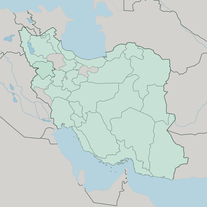 Map showing Ilam Province — In Iran