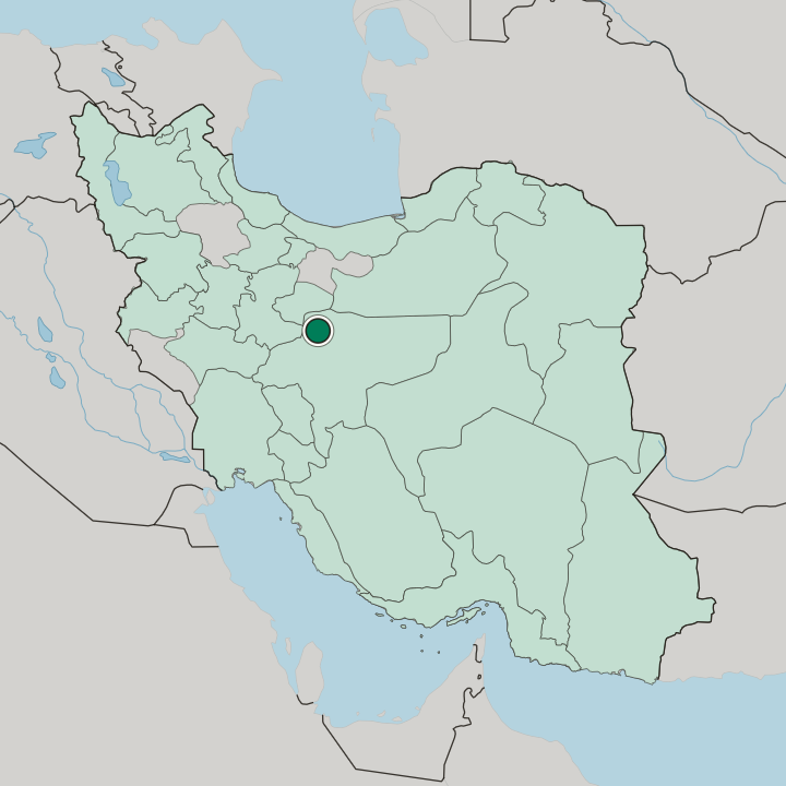 Map showing Kashan — In Iran