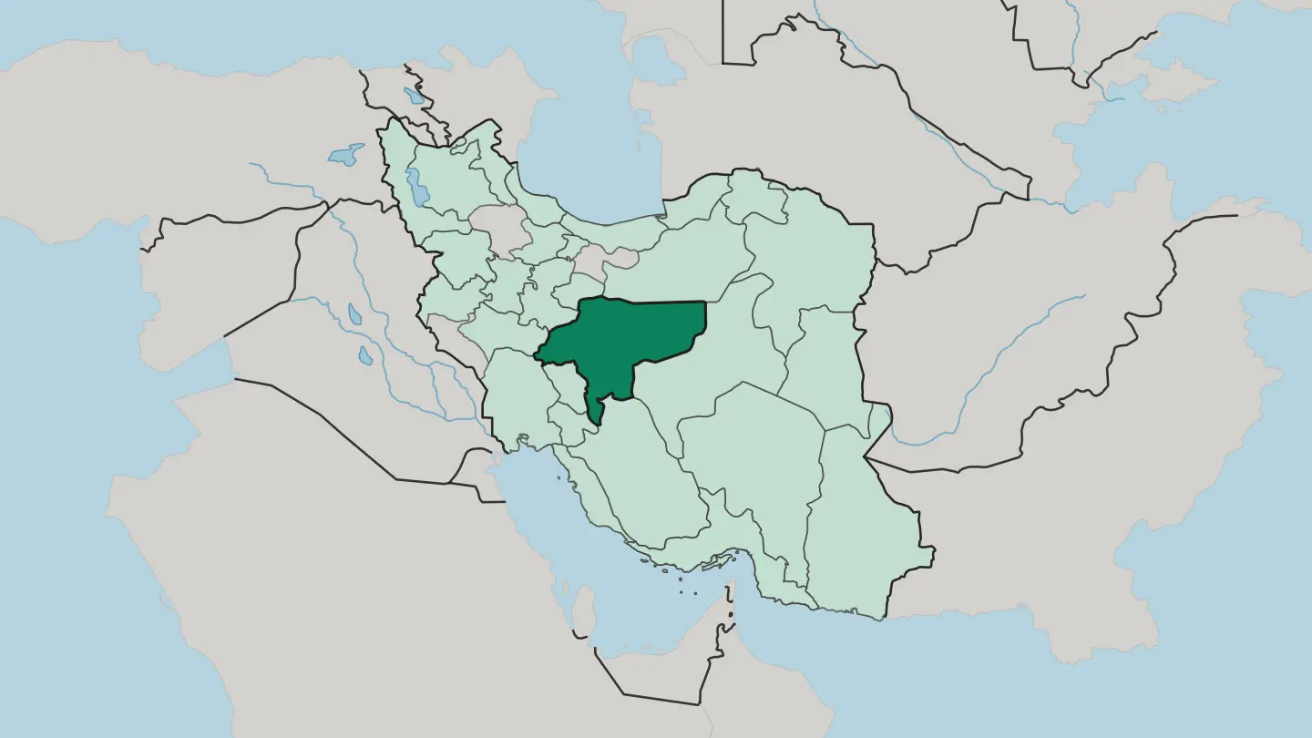 Map of Isfahan Province in Iran