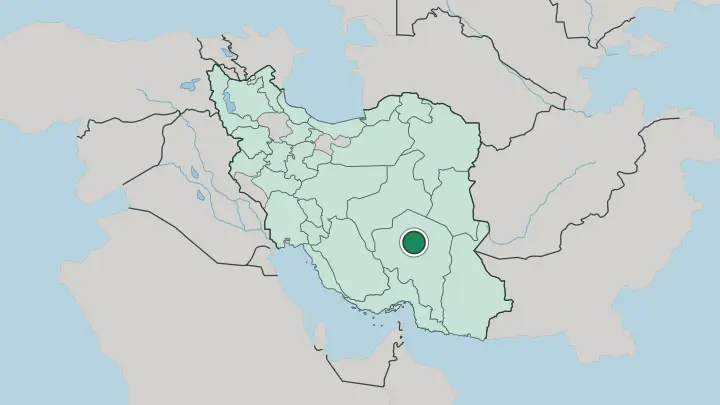 Map of Kerman in Iran