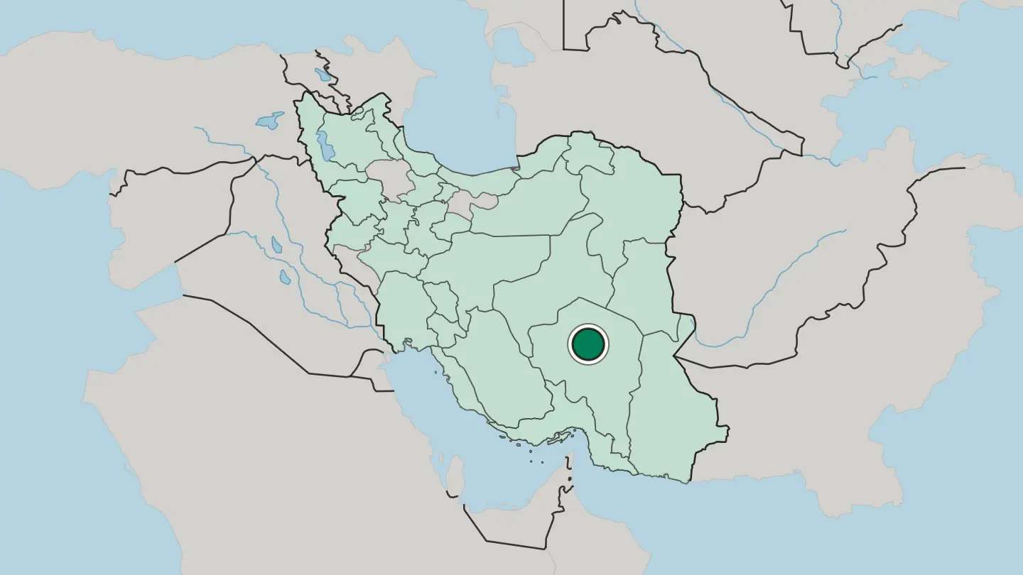 Map of Kerman in Iran