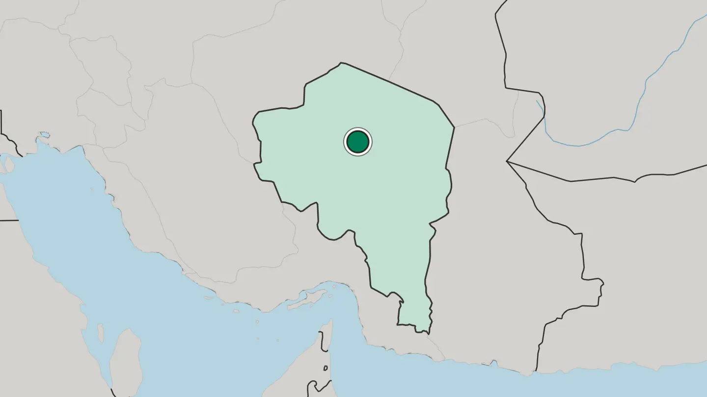 Map of Kerman in Iran