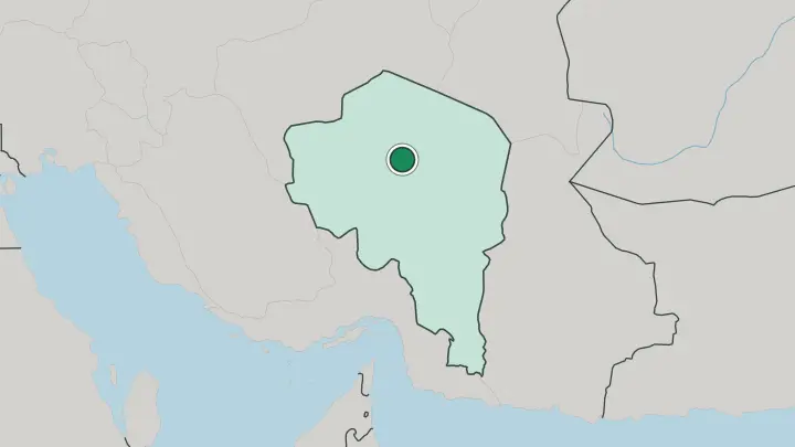 Map of Kerman in Iran
