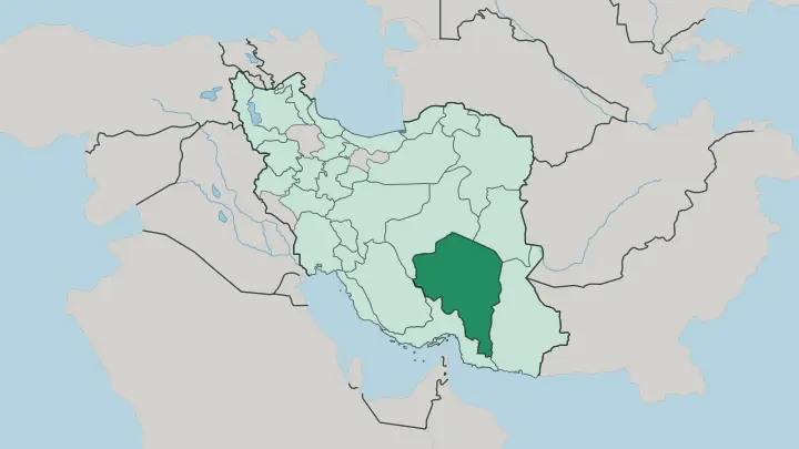 Map of Kerman Province in Iran