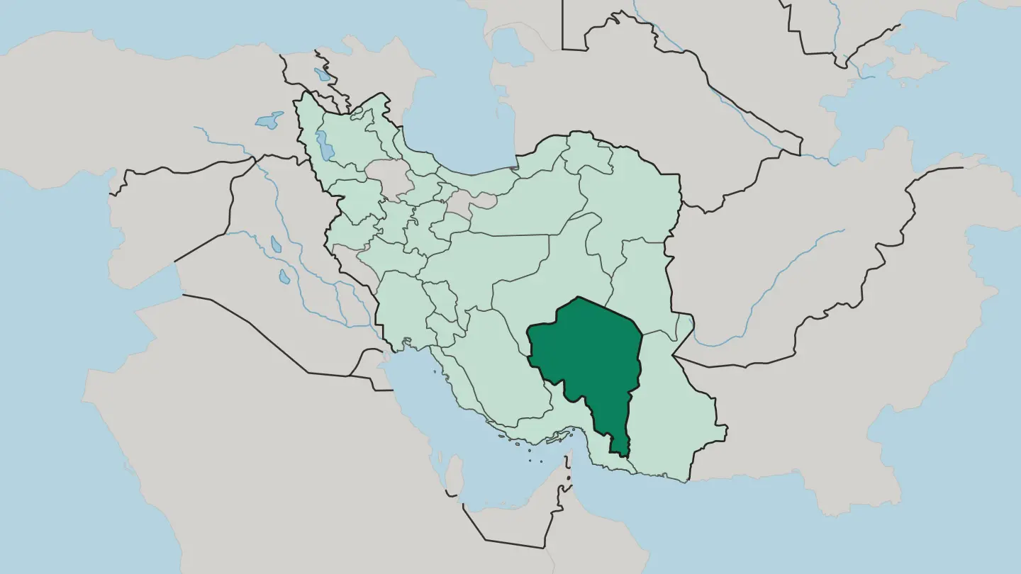 Map of Kerman Province in Iran