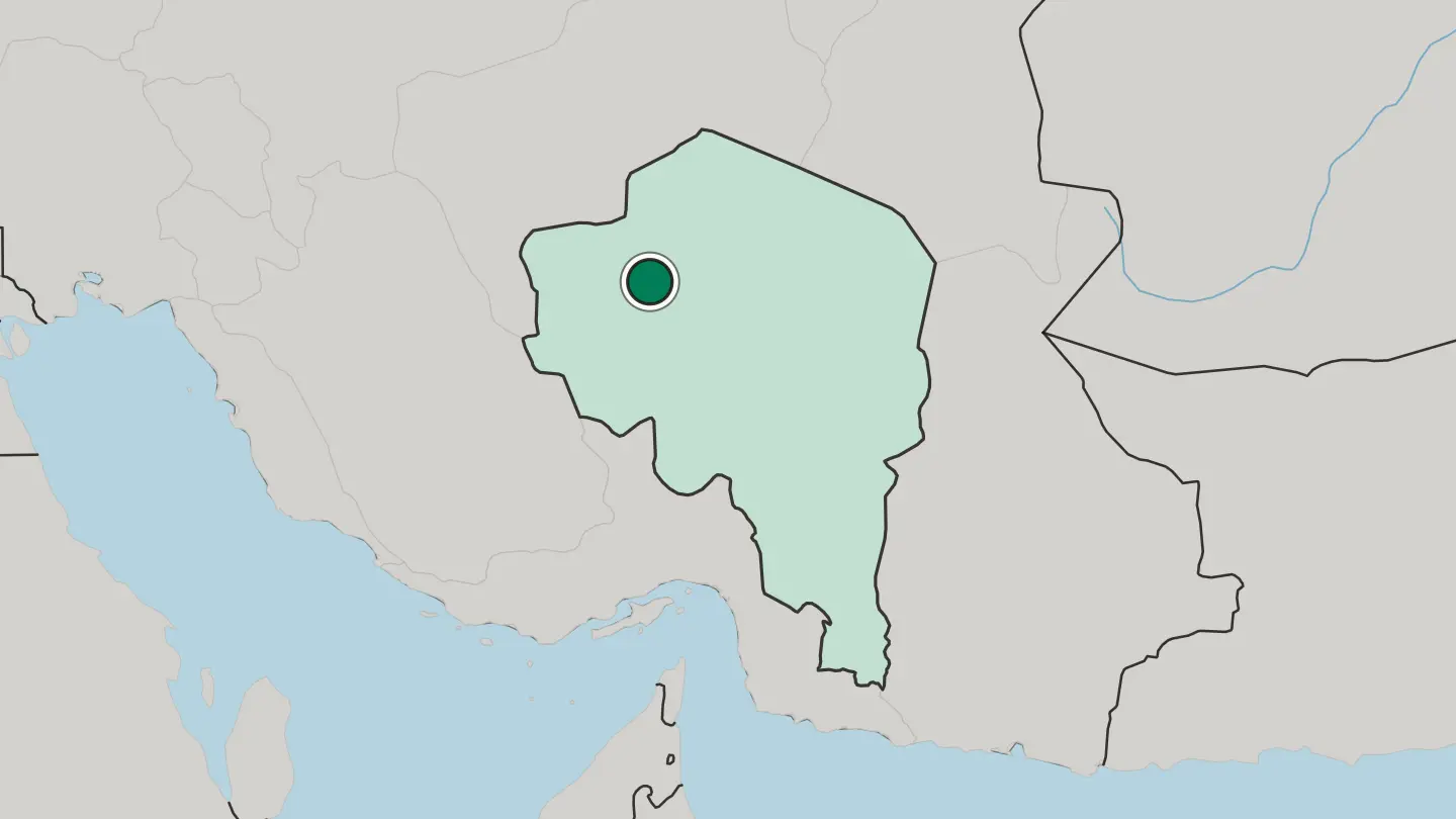 Map of Rafsanjān in Iran