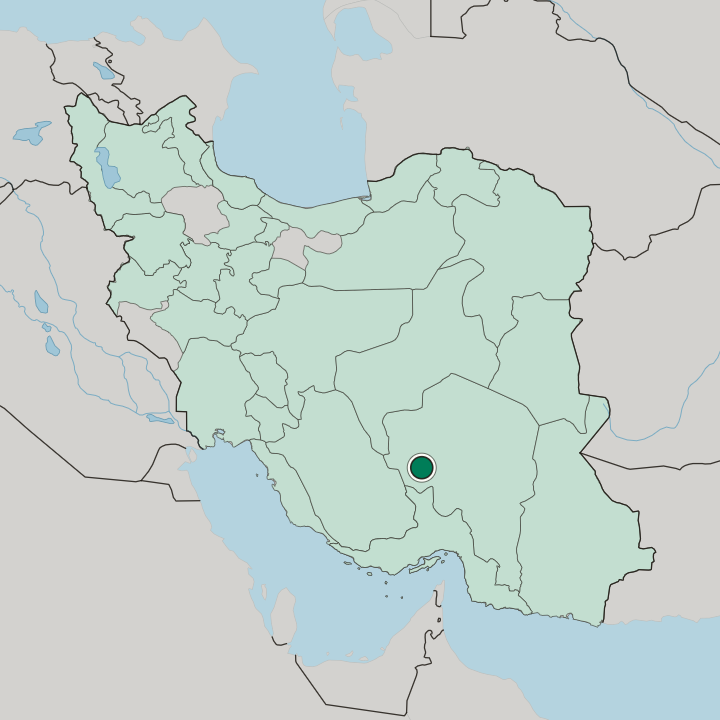 Map showing Sirjan — In Iran