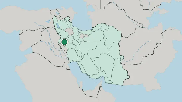 Map of Kermanshah in Iran