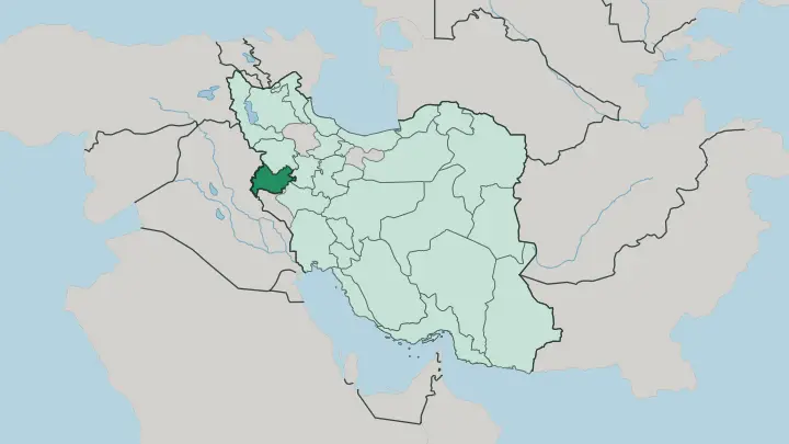 Map of Kermanshah Province in Iran