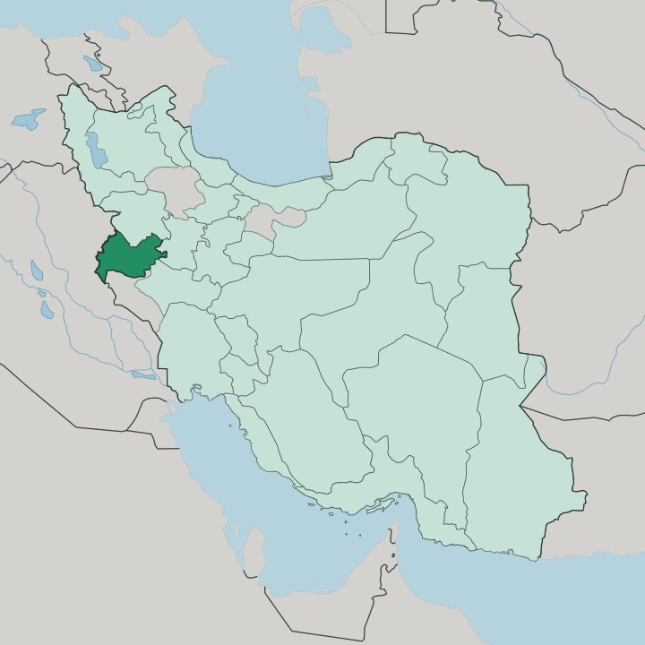Map showing Kermanshah Province — In Iran