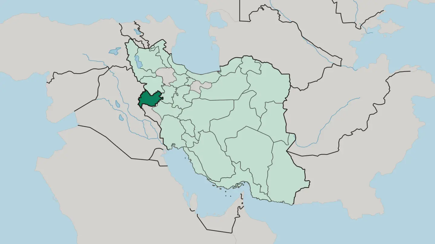 Map of Kermanshah Province in Iran