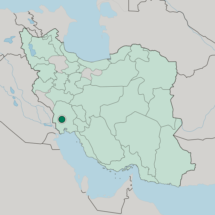 Map showing Ahvaz — In Iran