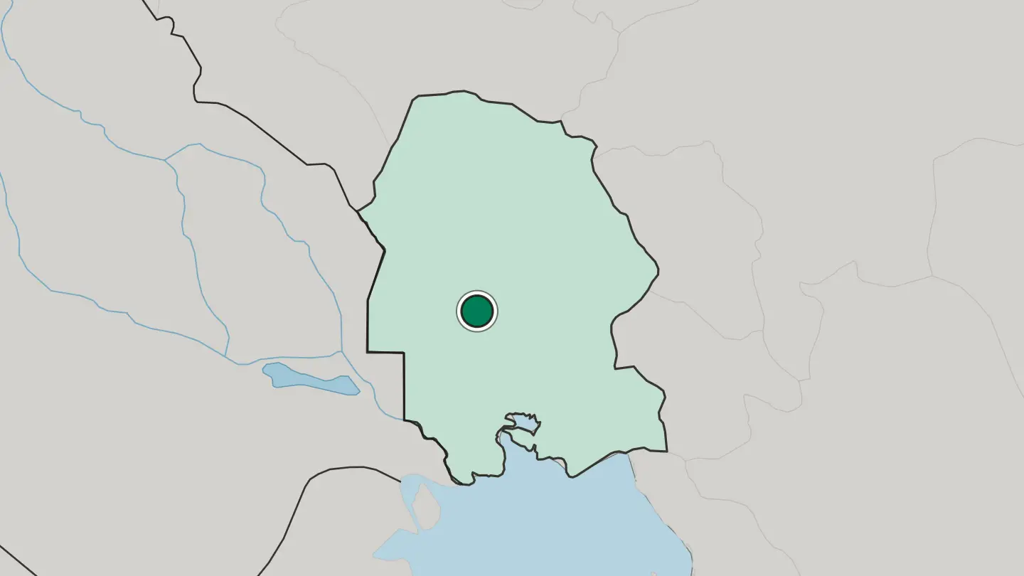Map of Ahvaz in Iran
