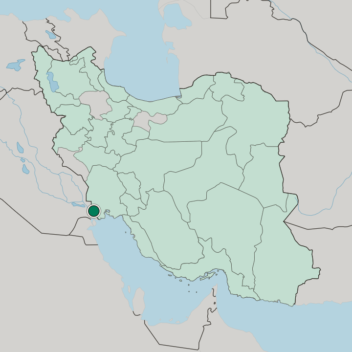 Map showing Khorramshahr — In Iran