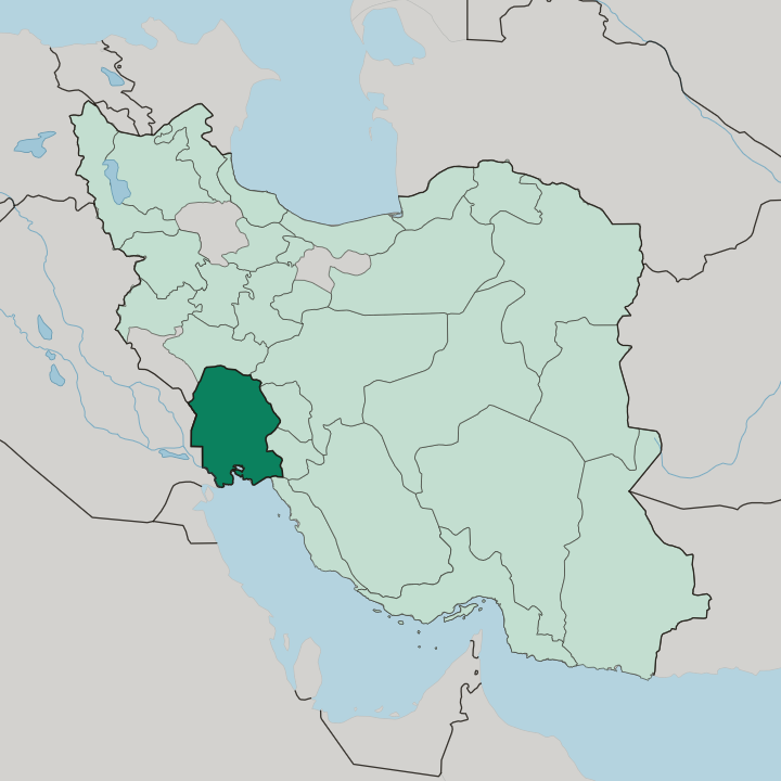 Map showing Khuzestan Province — In Iran