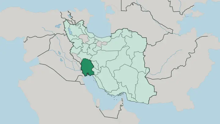 Map of Khuzestan Province in Iran
