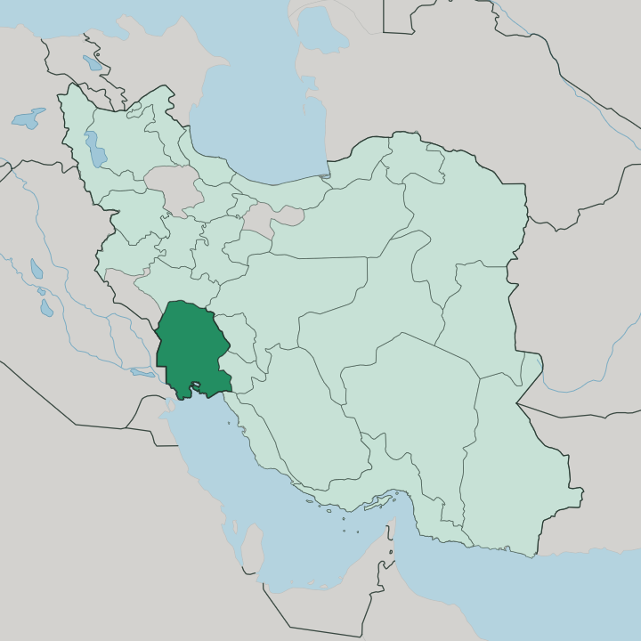 Map showing Khuzestan Province — In Iran