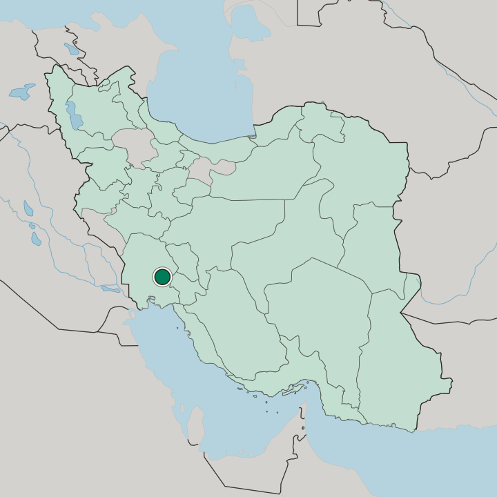 Map showing Rāmhormoz — In Iran