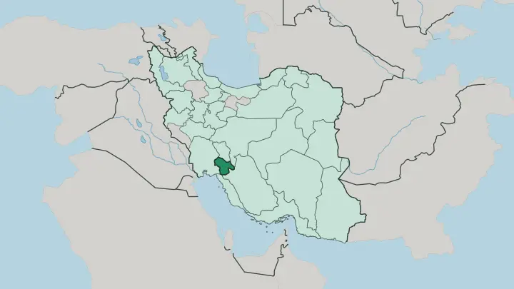Map of Kohgiluyeh and Boyer-Ahmad Province in Iran