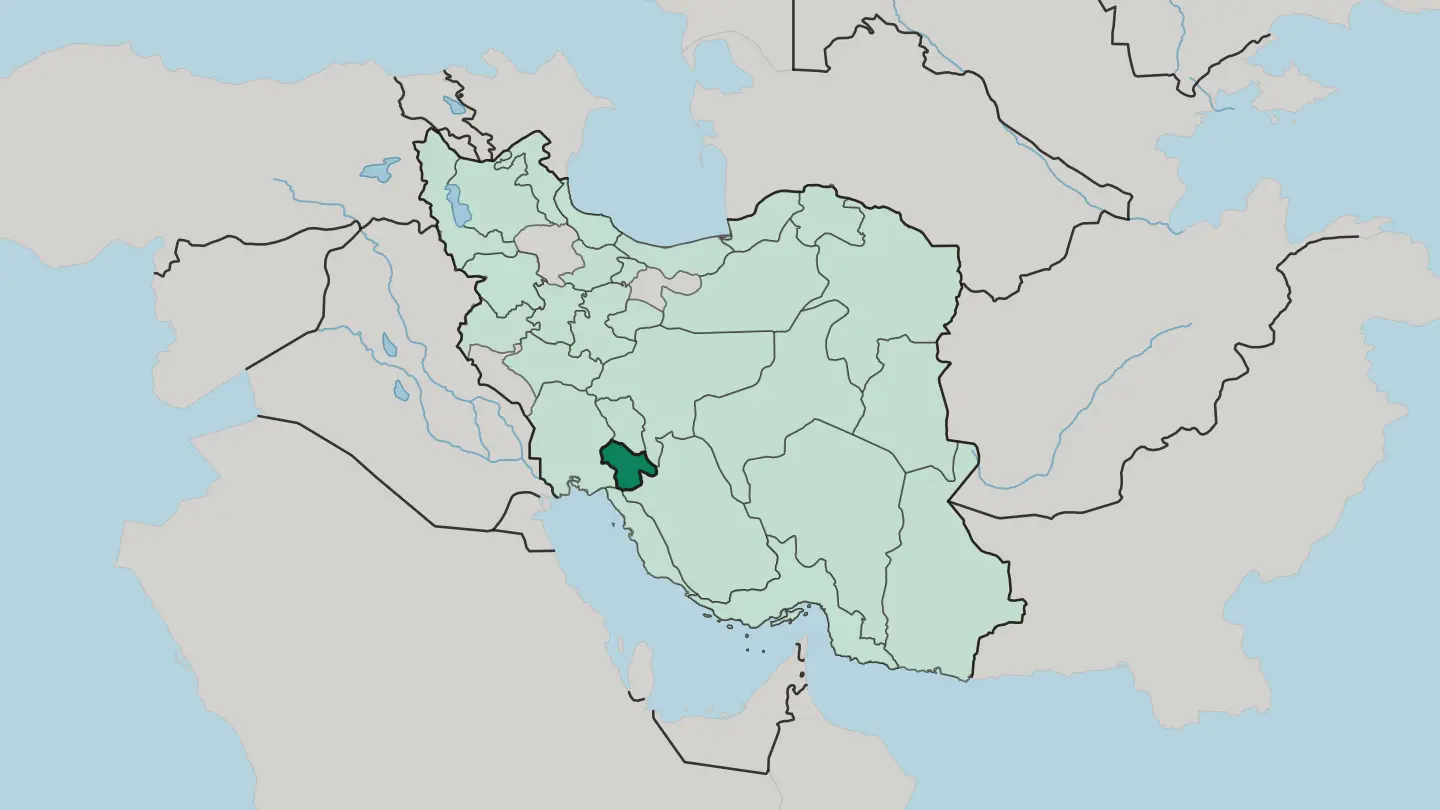 Map of Kohgiluyeh and Boyer-Ahmad Province in Iran