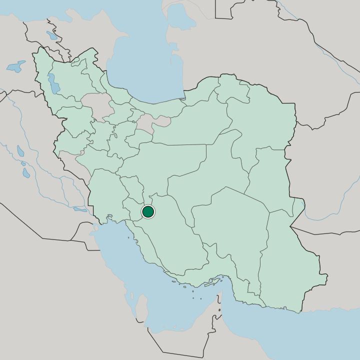 Map showing Yasuj — In Iran