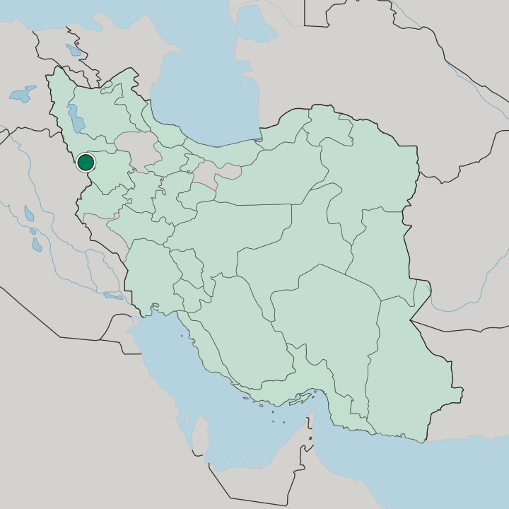 Map showing Bāneh — In Iran