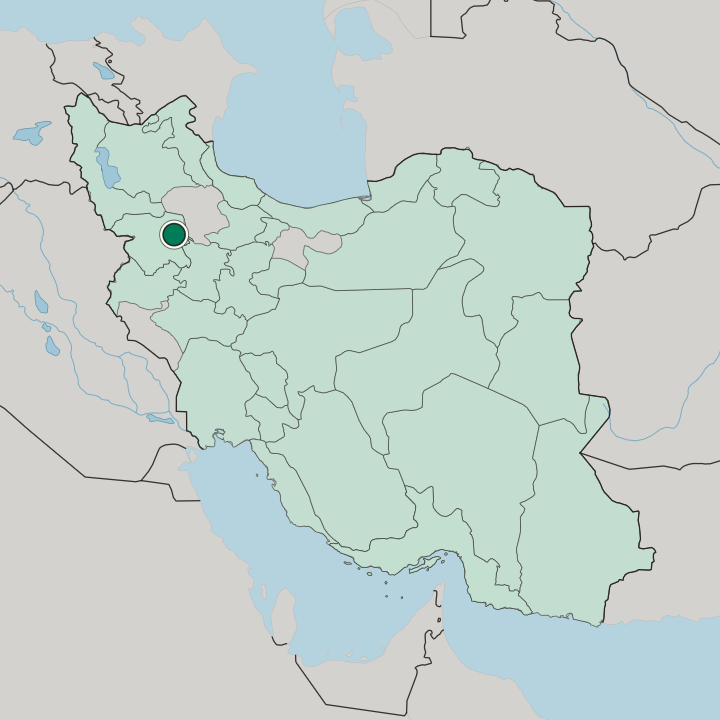 Map showing Bījār — In Iran