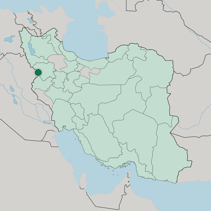 Map showing Marīvān — In Iran