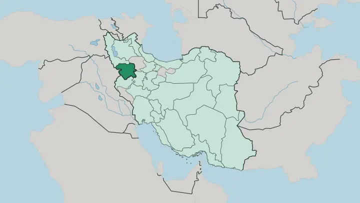 Map of Kurdistan Province in Iran