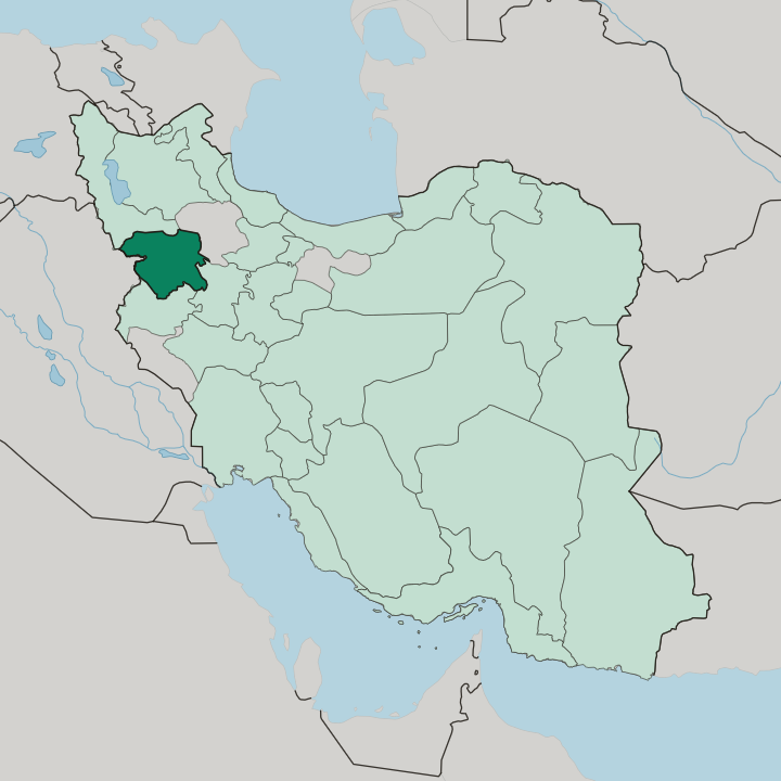 Map showing Kurdistan Province — In Iran