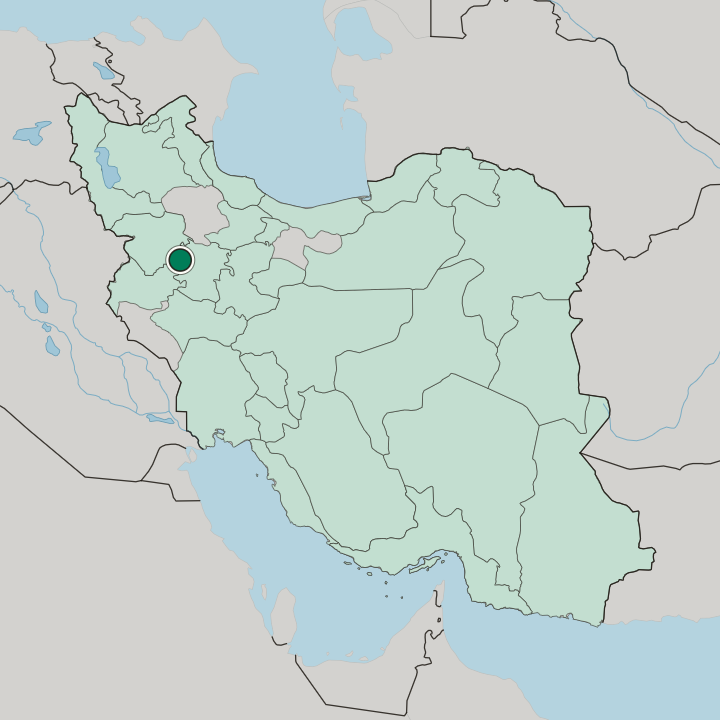 Map showing Qorveh — In Iran