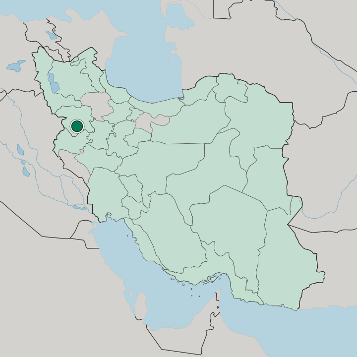 Map showing Sanandaj — In Iran