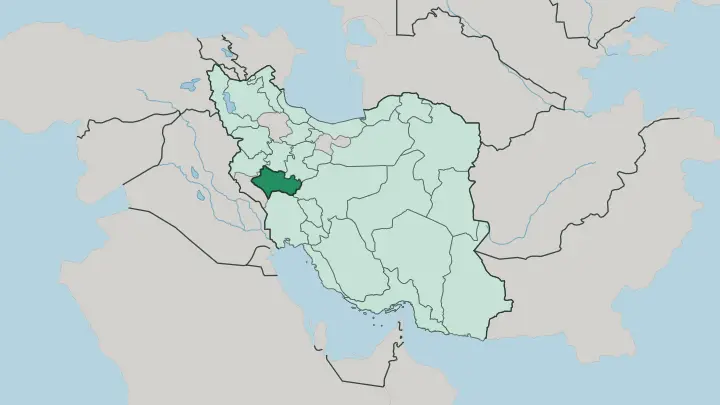 Map of Lorestan Province in Iran