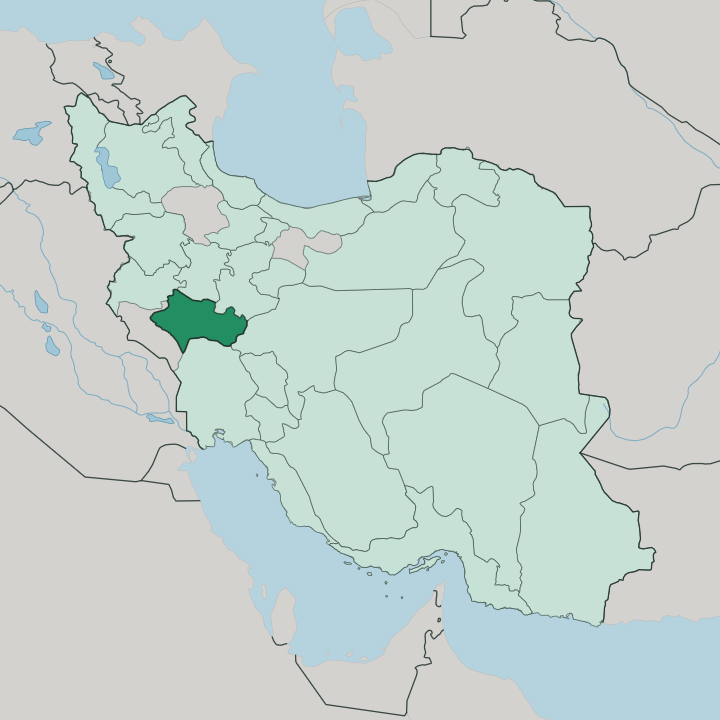 Map showing Lorestan Province — In Iran