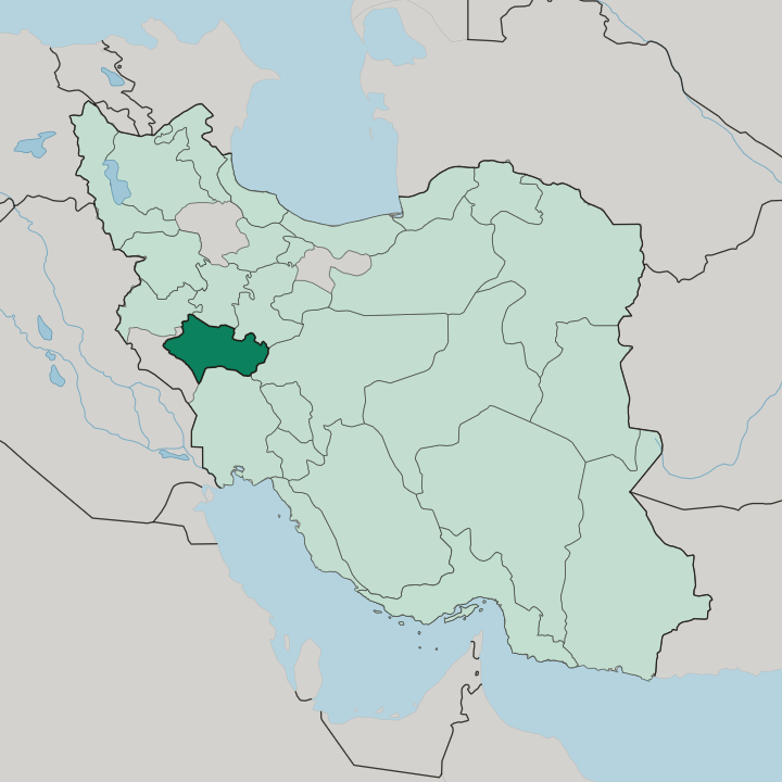 Map showing Lorestan Province — In Iran