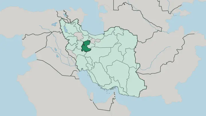 Map of Markazi Province in Iran