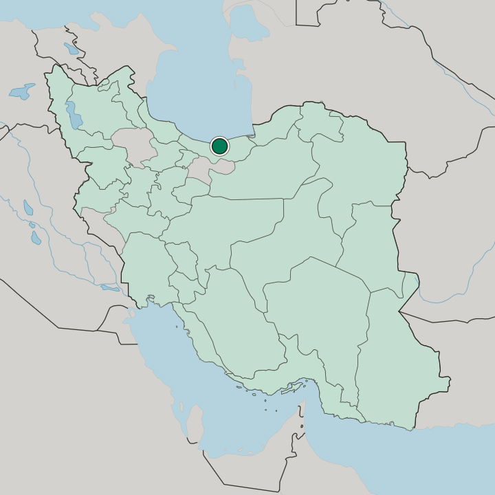 Map showing Āmol — In Iran