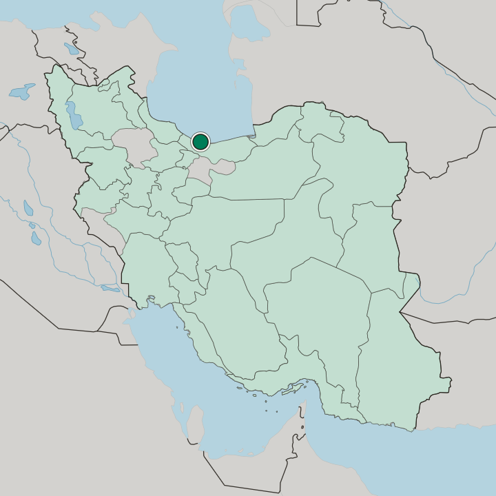 Map showing Chālūs — In Iran