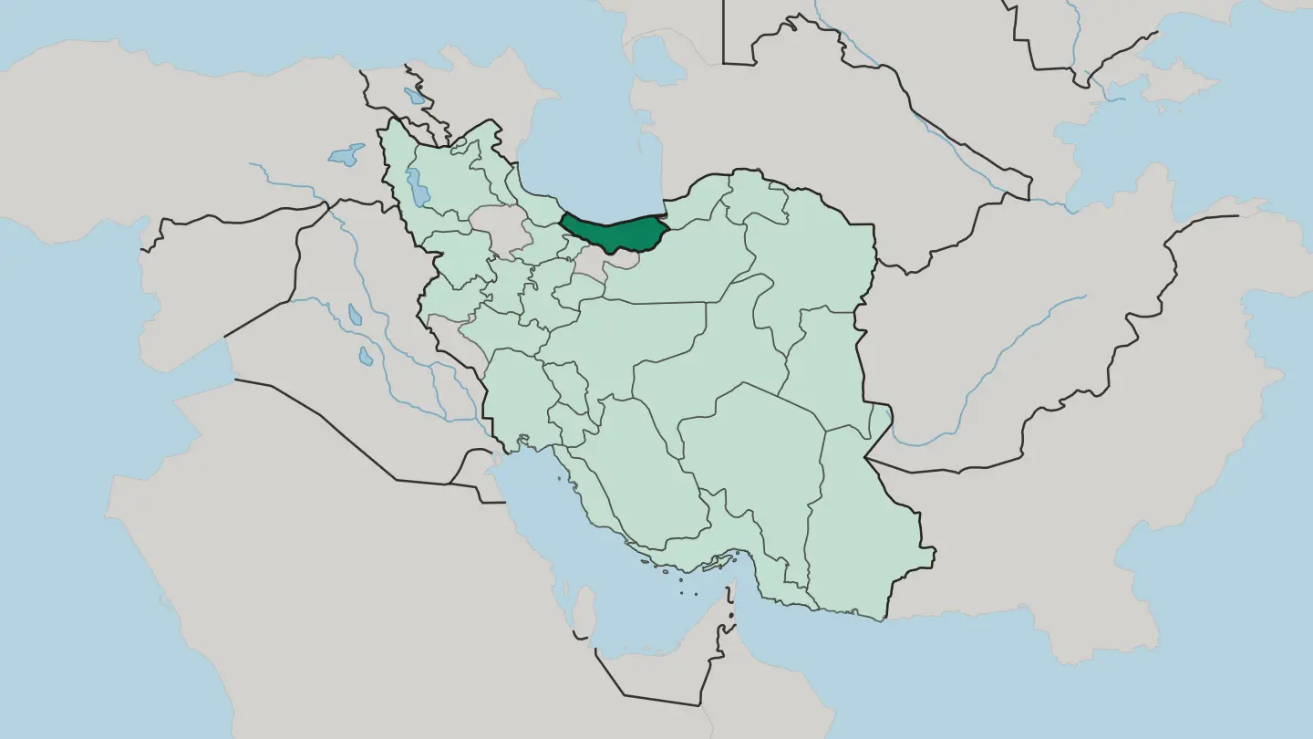 Map of Mazandaran Province in Iran